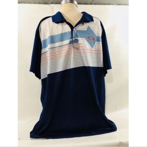 Oakley Men’s XL Blue With Orange Stripe Polo Shirt